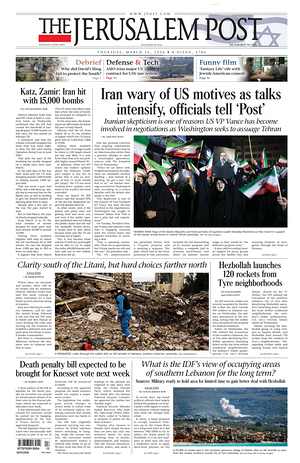 Prima pagina The Jerusalem Post di oggi - Quotidiano estero