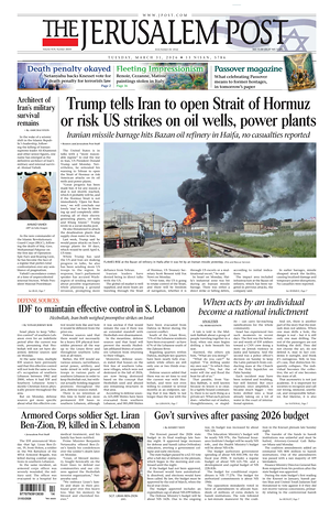 Prima pagina The Jerusalem Post di oggi - Quotidiano estero