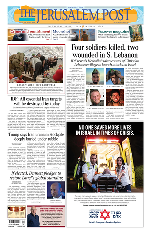 Prima pagina The Jerusalem Post di oggi - Quotidiano estero
