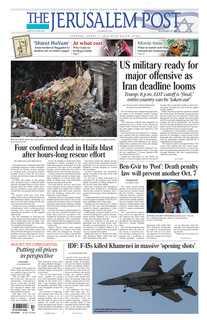 Prima pagina The Jerusalem Post di oggi - Quotidiano estero
