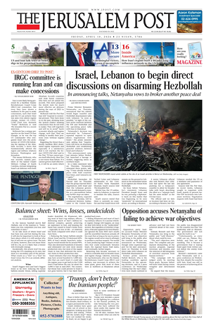 Prima pagina The Jerusalem Post di oggi - Quotidiano estero