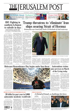 Prima pagina The Jerusalem Post di oggi - Quotidiano estero