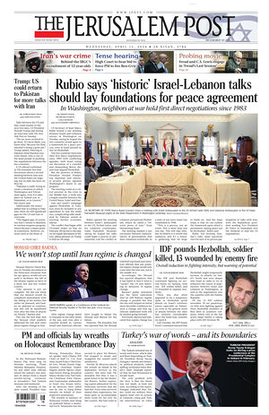 Prima pagina The Jerusalem Post di oggi - Quotidiano estero