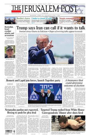 Prima pagina The Jerusalem Post di oggi - Quotidiano estero