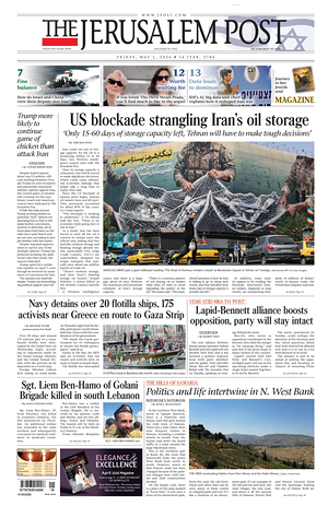 Prima pagina The Jerusalem Post di oggi - Quotidiano estero