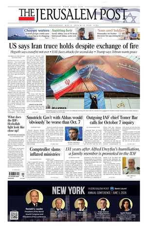 Prima pagina The Jerusalem Post di oggi - Quotidiano estero