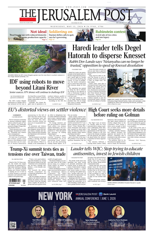 Prima pagina The Jerusalem Post di oggi - Quotidiano estero