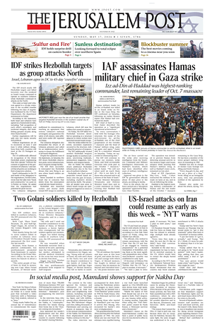 Prima pagina The Jerusalem Post di oggi - Quotidiano estero