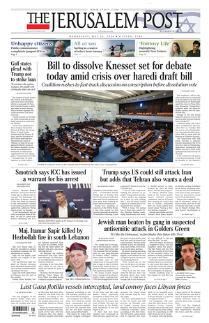 Prima pagina The Jerusalem Post di oggi - Quotidiano estero