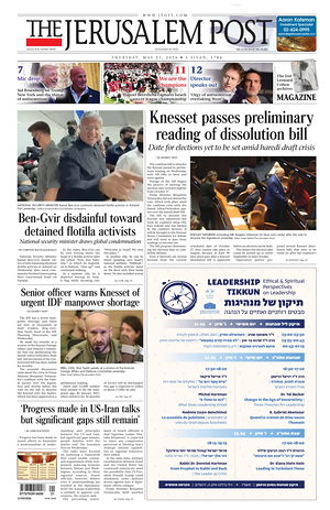 Prima pagina The Jerusalem Post di oggi - Quotidiano estero