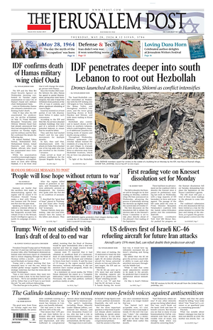 Prima pagina The Jerusalem Post di oggi - Quotidiano estero