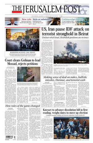 Prima pagina The Jerusalem Post di oggi - Quotidiano estero
