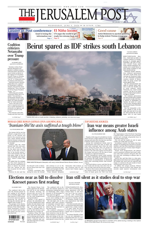 Prima pagina The Jerusalem Post di oggi - Quotidiano estero