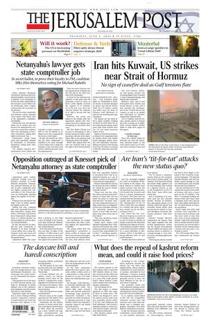 Prima pagina The Jerusalem Post di oggi - Quotidiano estero