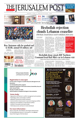 Prima pagina The Jerusalem Post di oggi - Quotidiano estero
