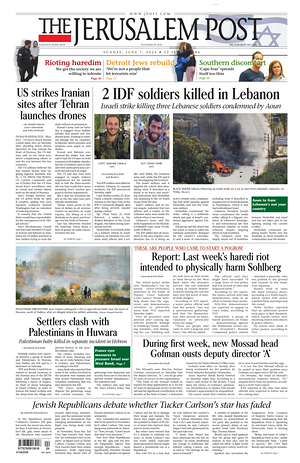 Prima pagina The Jerusalem Post di oggi - Quotidiano estero