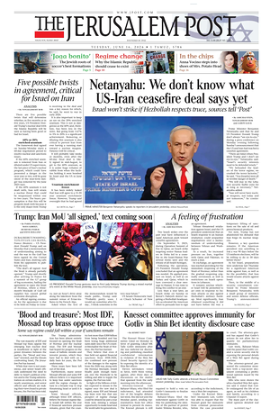 Prima pagina The Jerusalem Post di oggi - Quotidiano estero