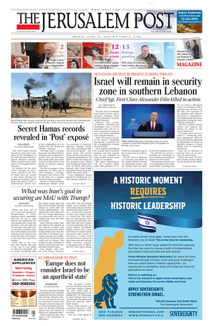 Prima pagina The Jerusalem Post di oggi - Quotidiano estero
