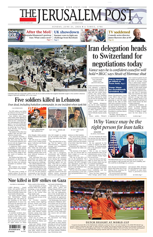 Prima pagina The Jerusalem Post di oggi - Quotidiano estero