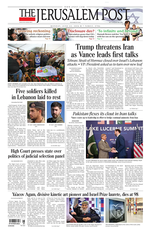 Prima pagina The Jerusalem Post di oggi - Quotidiano estero