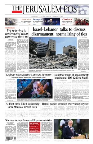 Prima pagina The Jerusalem Post di oggi - Quotidiano estero