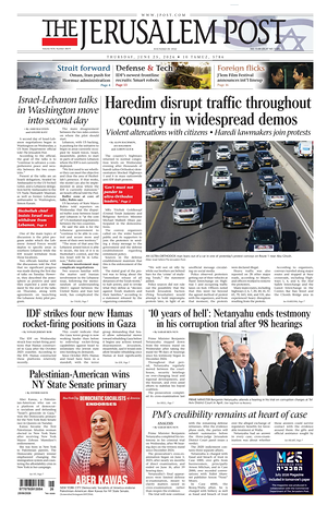 Prima pagina The Jerusalem Post di oggi - Quotidiano estero
