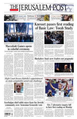 Prima pagina The Jerusalem Post di oggi - Quotidiano estero