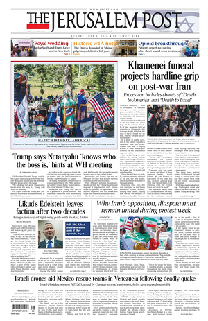 Prima pagina The Jerusalem Post di oggi - Quotidiano estero