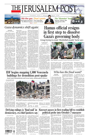 Prima pagina The Jerusalem Post di oggi - Quotidiano estero