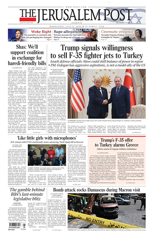 Prima pagina The Jerusalem Post di oggi - Quotidiano estero
