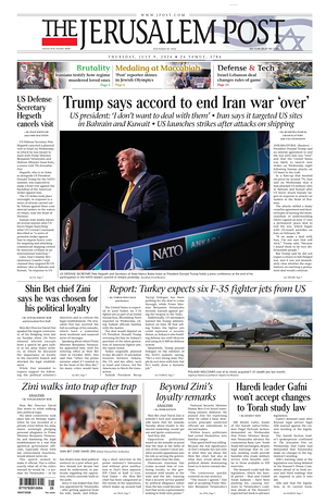 Prima pagina The Jerusalem Post di oggi - Quotidiano estero