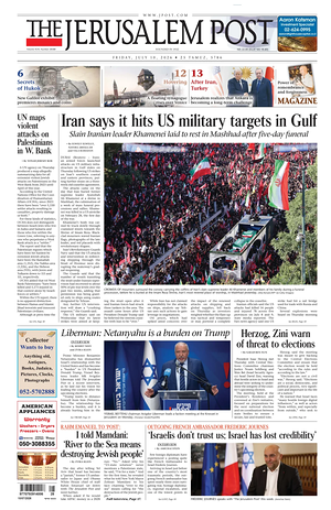 Prima pagina The Jerusalem Post di oggi - Quotidiano estero