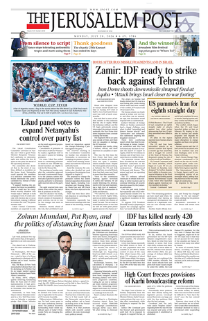 Prima pagina The Jerusalem Post di oggi - Quotidiano estero