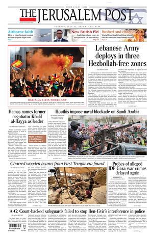 Prima pagina The Jerusalem Post di oggi - Quotidiano estero