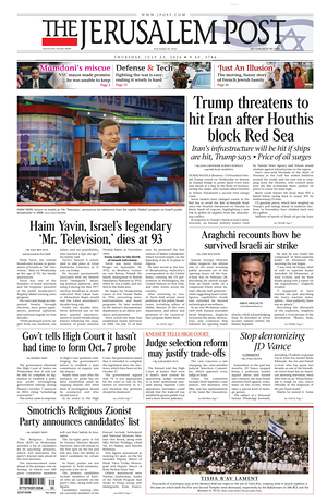 Prima pagina The Jerusalem Post di oggi - Quotidiano estero