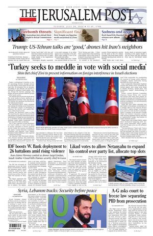 Prima pagina The Jerusalem Post di oggi - Quotidiano estero