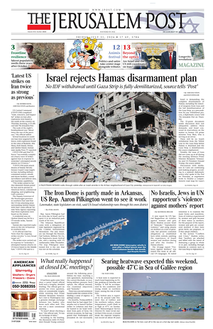 Prima pagina The Jerusalem Post di oggi - Quotidiano estero