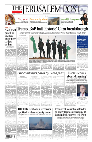 Prima pagina The Jerusalem Post di oggi - Quotidiano estero
