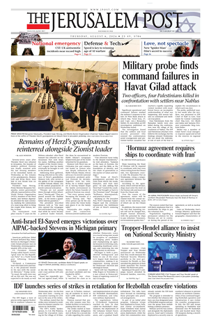 Prima pagina The Jerusalem Post di oggi - Quotidiano estero