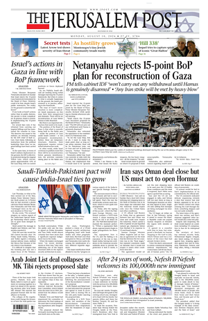 Prima pagina The Jerusalem Post di oggi - Quotidiano estero