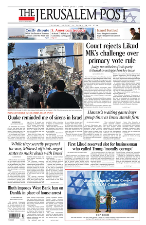 Prima pagina The Jerusalem Post di oggi - Quotidiano estero