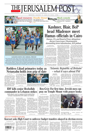 Prima pagina The Jerusalem Post di oggi - Quotidiano estero