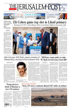 Prima pagina The Jerusalem Post di oggi - Quotidiano estero