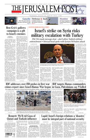 Prima pagina The Jerusalem Post di oggi - Quotidiano estero