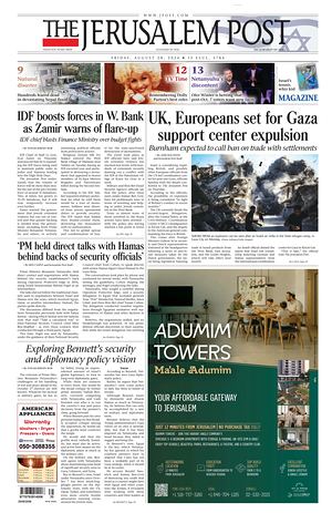 Prima pagina The Jerusalem Post di oggi - Quotidiano estero