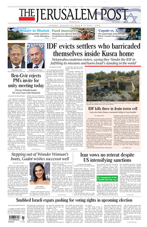 Prima pagina The Jerusalem Post di oggi - Quotidiano estero