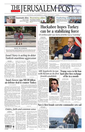 Prima pagina The Jerusalem Post di oggi - Quotidiano estero