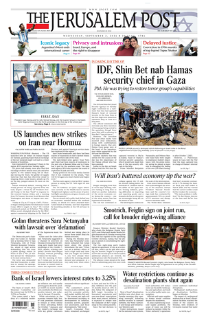 Prima pagina The Jerusalem Post di oggi - Quotidiano estero