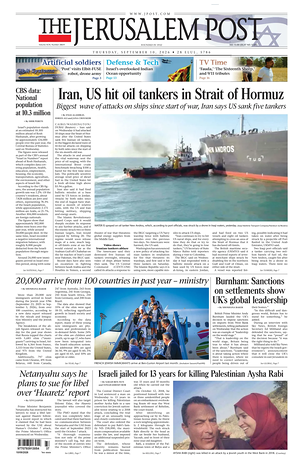 Prima pagina The Jerusalem Post di oggi - Quotidiano estero