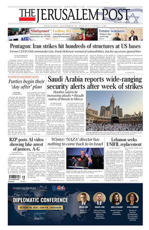 Prima pagina The Jerusalem Post di oggi - Quotidiano estero